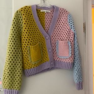 Beautiful colorful v neck cardigan sweater